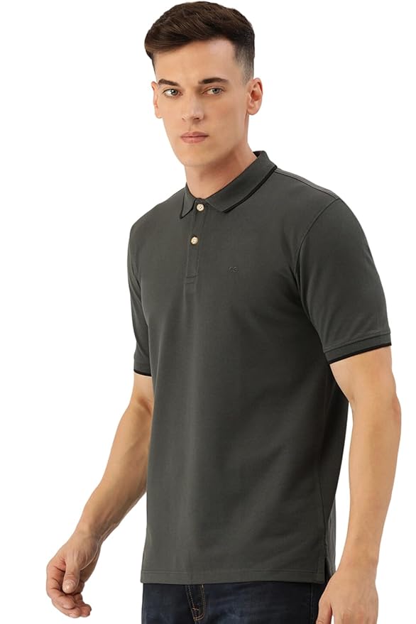 Men's Snug Fit Solid Polo T-Shirt with Coloured Collar Tipping| Cotton Rich| Premium Pique Weave