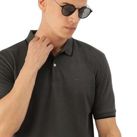 Men's Snug Fit Solid Polo T-Shirt with Coloured Collar Tipping| Cotton Rich| Premium Pique Weave