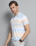 Monte Carlo Mens Cotton Blend Regular Fit Polo T-Shirt | Half Sleeve | Striped Pattern| Casual Everyday Wear | Stylish & Comfortable Tshirt