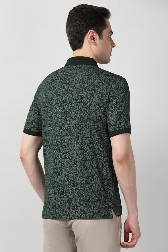 Men's Cotton Abstract Floral Print Polo Shirt – Casual Wear | Stylish & Breathable