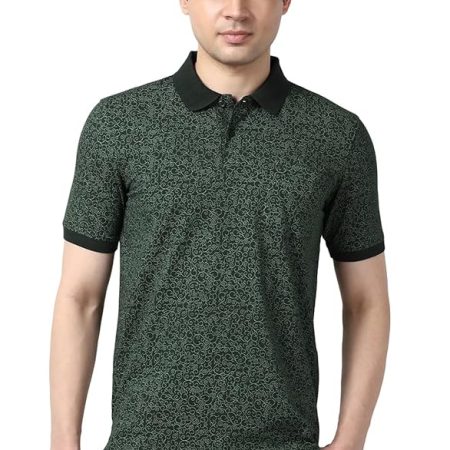 Men's Cotton Abstract Floral Print Polo Shirt – Casual Wear | Stylish & Breathable