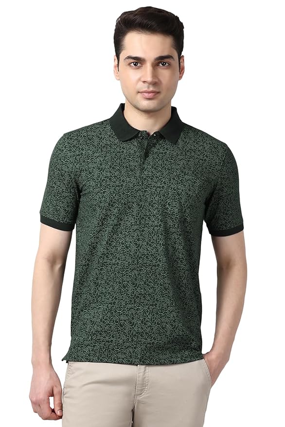 Men's Cotton Abstract Floral Print Polo Shirt – Casual Wear | Stylish & Breathable