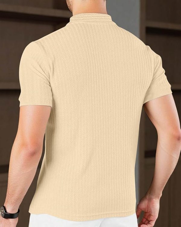Polo T-Shirt for Men with Zipper Neck || Texture Fabric Polo Tshirt