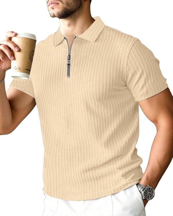 Polo T-Shirt for Men with Zipper Neck || Texture Fabric Polo Tshirt