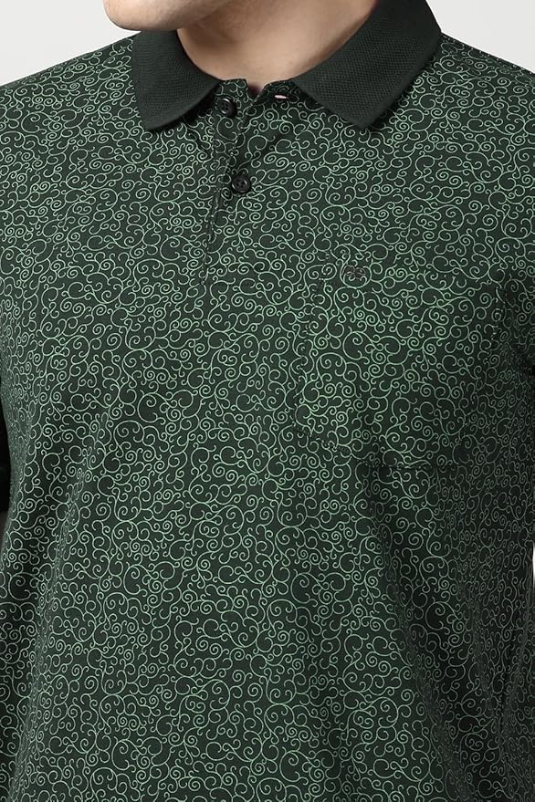 Men's Cotton Abstract Floral Print Polo Shirt – Casual Wear | Stylish & Breathable